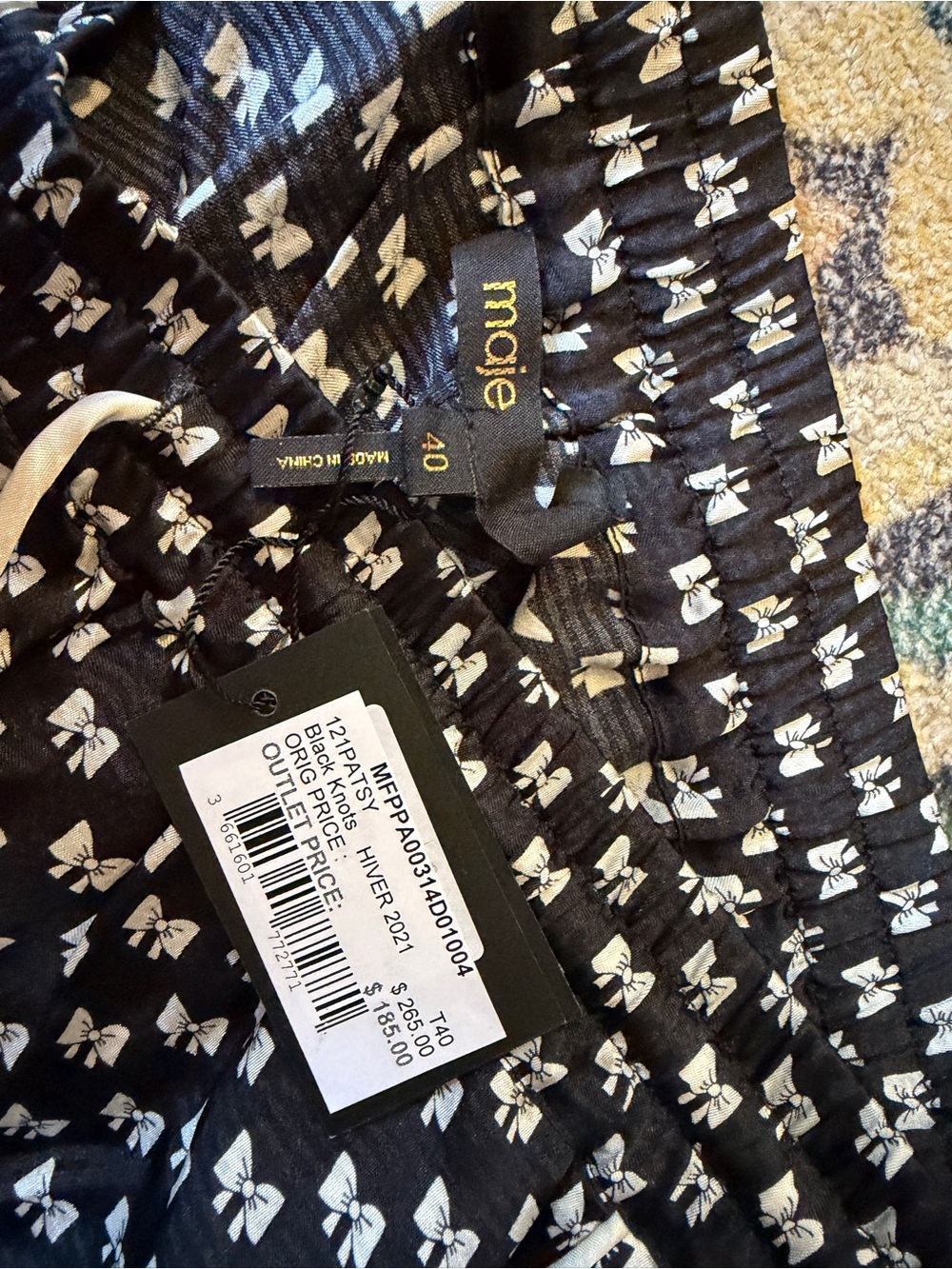 Maje • bow AOP satiny pants • BNWT